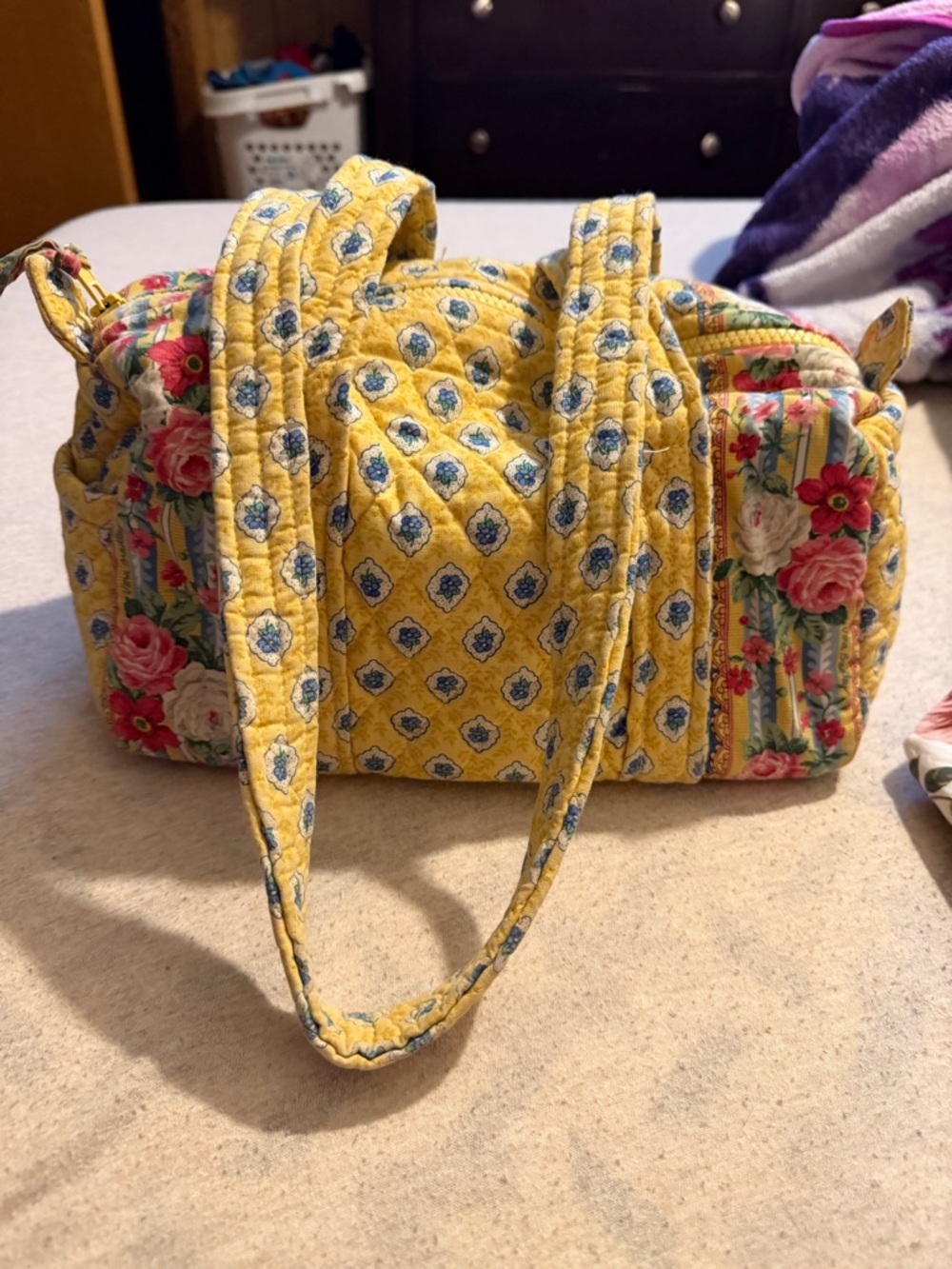 Quilted mini Yellow Floral Tote Bag